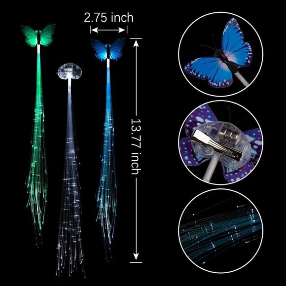 15 Pack LED Light Up Fairy Hair Clips Braid Extensions for Party Rave main image 4